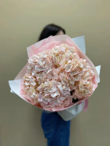 Assembled bouquet of 5 hydrangeas