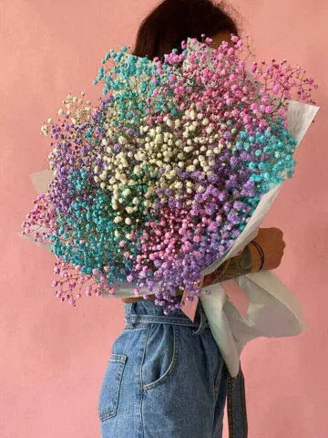 Rainbow gypsophila bouquet