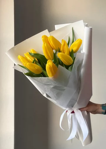 11 yellow tulips