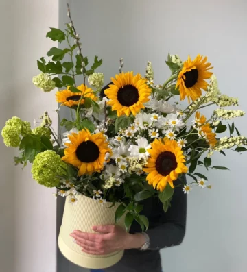 Sunflowers in a box