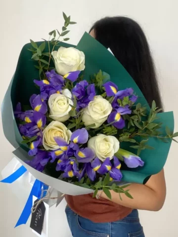 Bouquet of roses and irises