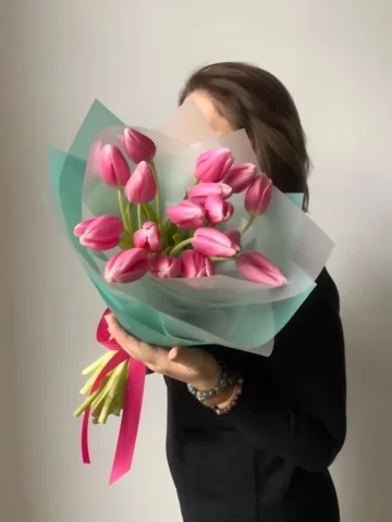 Bouquet of peony pink tulips