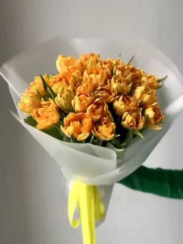 A bouquet of orange tulips