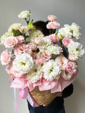 Lisianthus in a basket