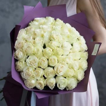 51 snow-white roses